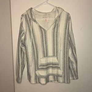 Bohemian sweater, size medium, white with blue strips